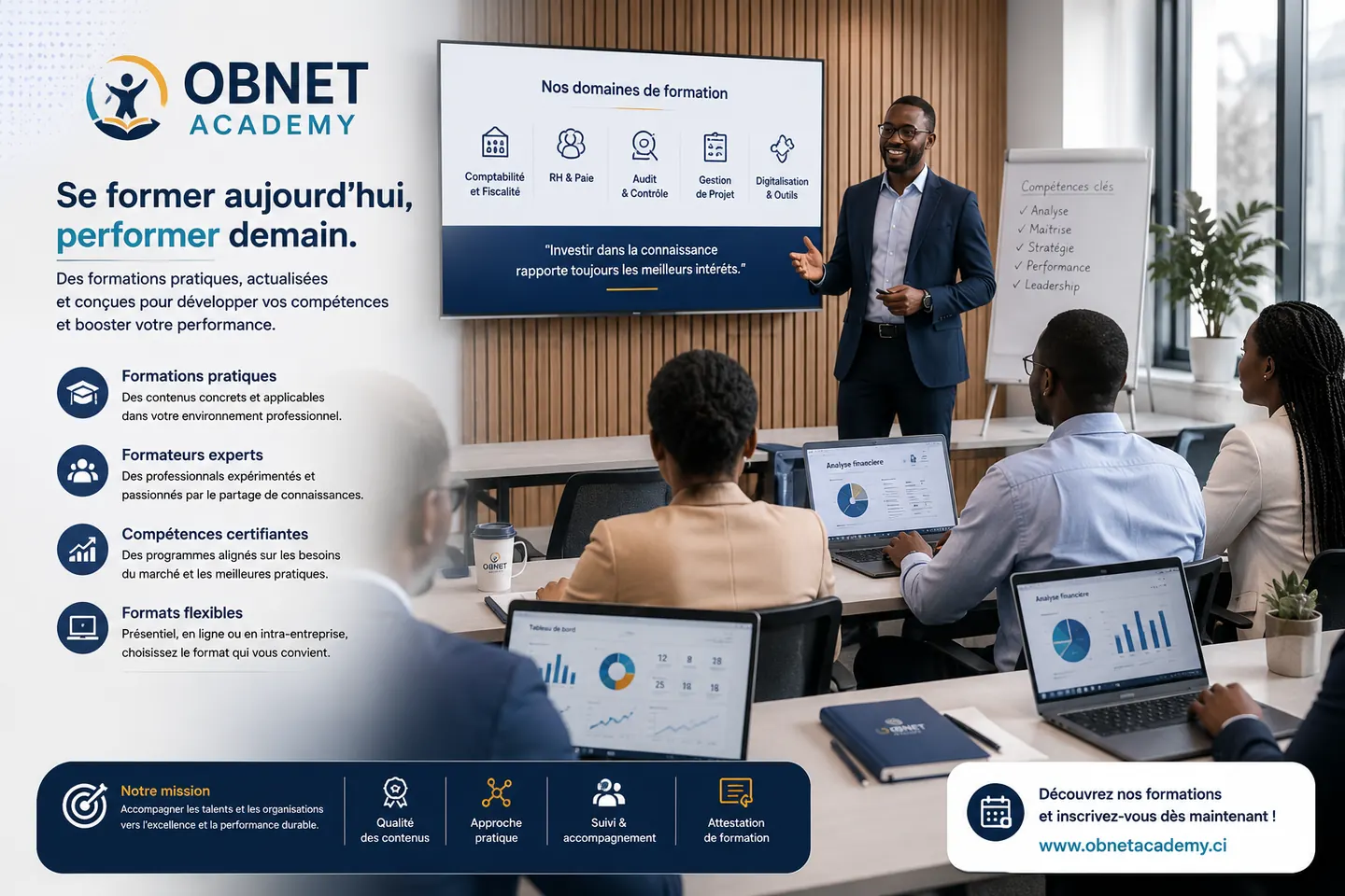 Formation professionnelle Obnet Academy en comptabilité, RH et digitalisation