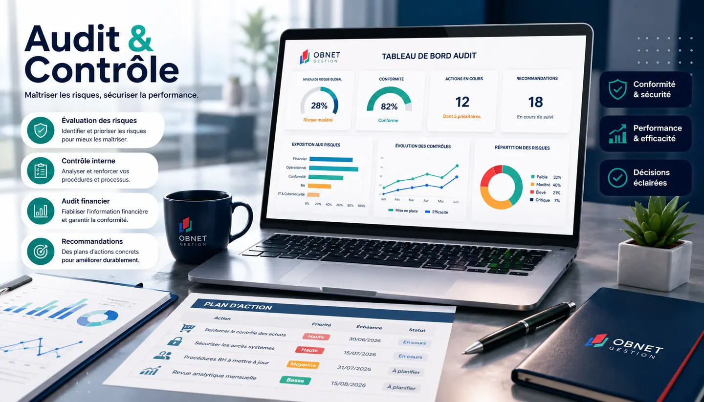 Tableau de bord d'audit interne, contrôle et gestion des risques